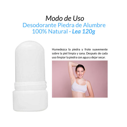Desodorante Piedra de Alumbre 100% Natural - Lea 120g