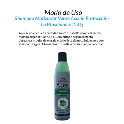 La Brasiliana Shampoo Matizador Verde – Acción Protección 250g