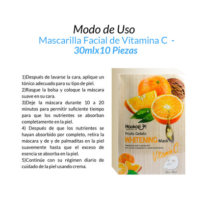 FRUIT OF THE WOKALI – MASCARILLA FACIAL HIDRATANTE Y REAFIRMANTE – VITAMINA C – 30ml x 10und