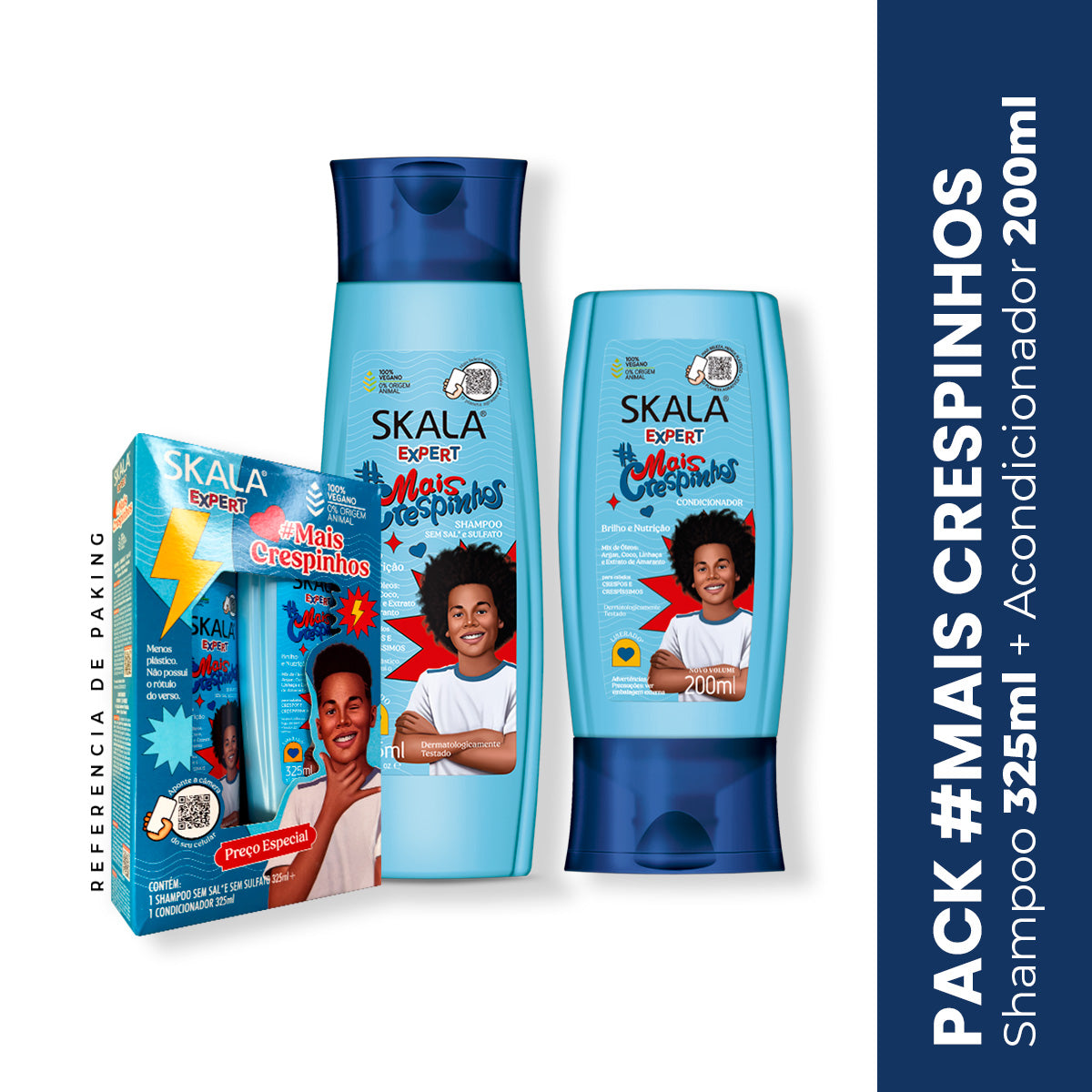 Shampoo 325ml + Acondicionador 200ml Mais Crespinhos kids Skala