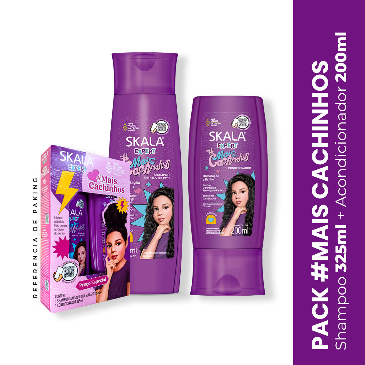 Shampoo 325ml + Acondicionador 200ml Mais Cachinhos Skala
