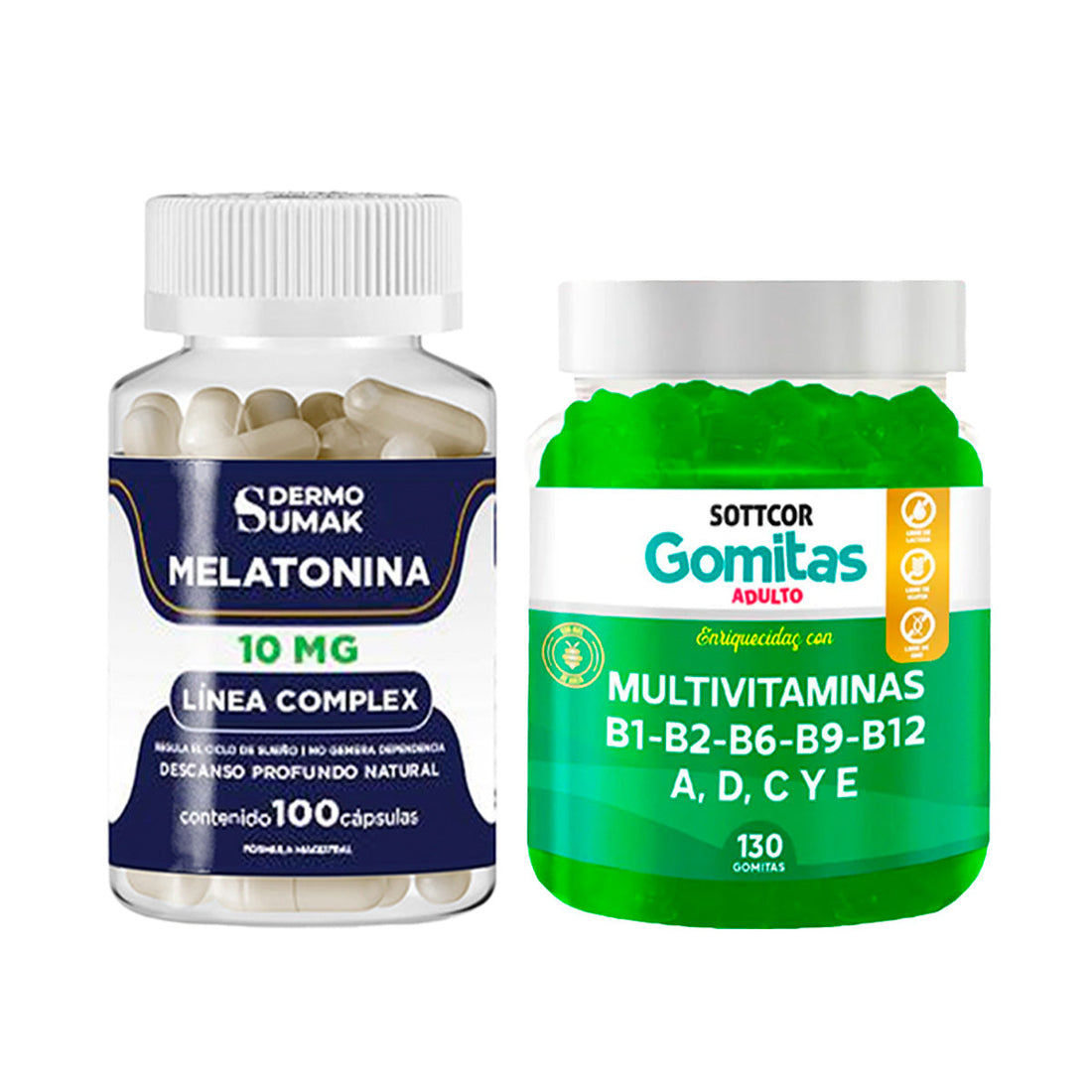 Melatonina 10mg - 100 Cap - Dermo Sumak+Gomitas Multivitaminas adulto