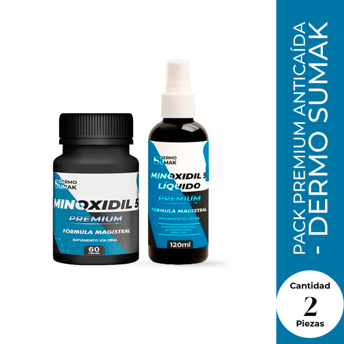 Dúo Premium Minoxidil 5Mg 60Cáps + Loción 5% 120Ml Dermosumak