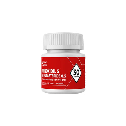 DUO Capilar: Cápsulas 30u + Loción 60mL – Minoxidil 5MG &amp; Dutasteride 0.5 MG