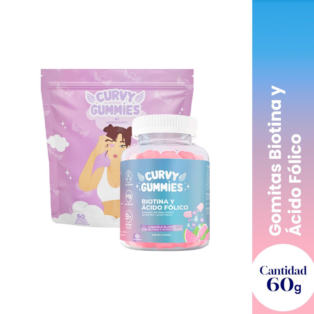 Biotina y Ácido Fólico 60 Gomitas - Curvy Gummies