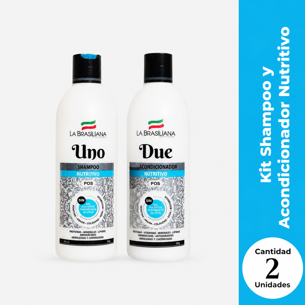 Shampoo Uno + Reacondicionador Due - La Brasiliana 500gr
