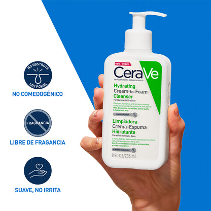 Limpiador Crema Espumosa Hydrating Cream-to-Foam 236ml - CeraVe