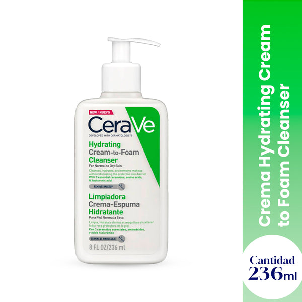 Limpiador Crema Espumosa Hydrating Cream-to-Foam 236ml - CeraVe