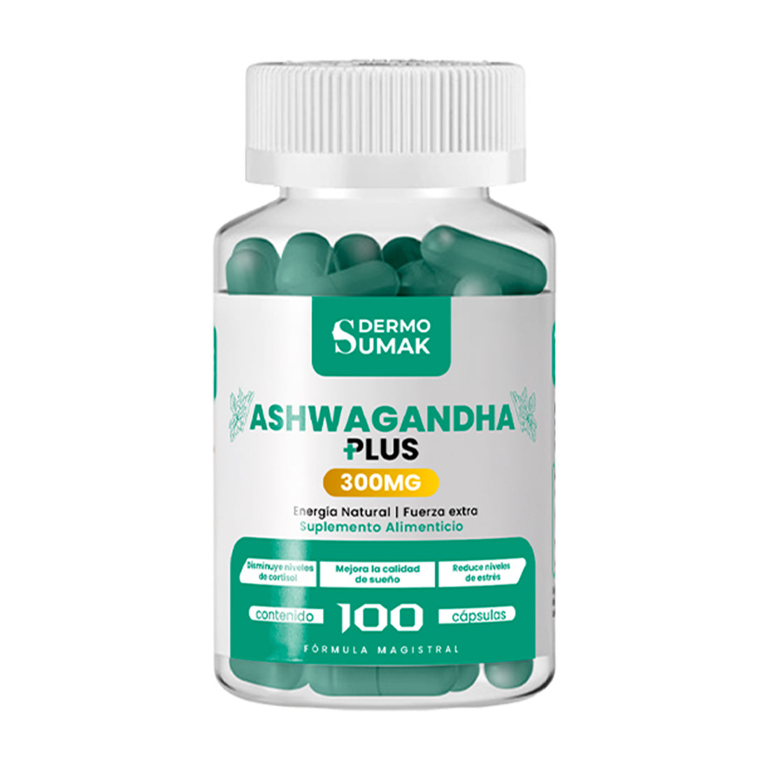 DERMO SUMAK – SUPLEMENTO PARA ESTRÉS, ENERGÍA Y BIENESTAR MENTAL – ASHWAGANDHA PLUS+ – 100 CÁPSULAS