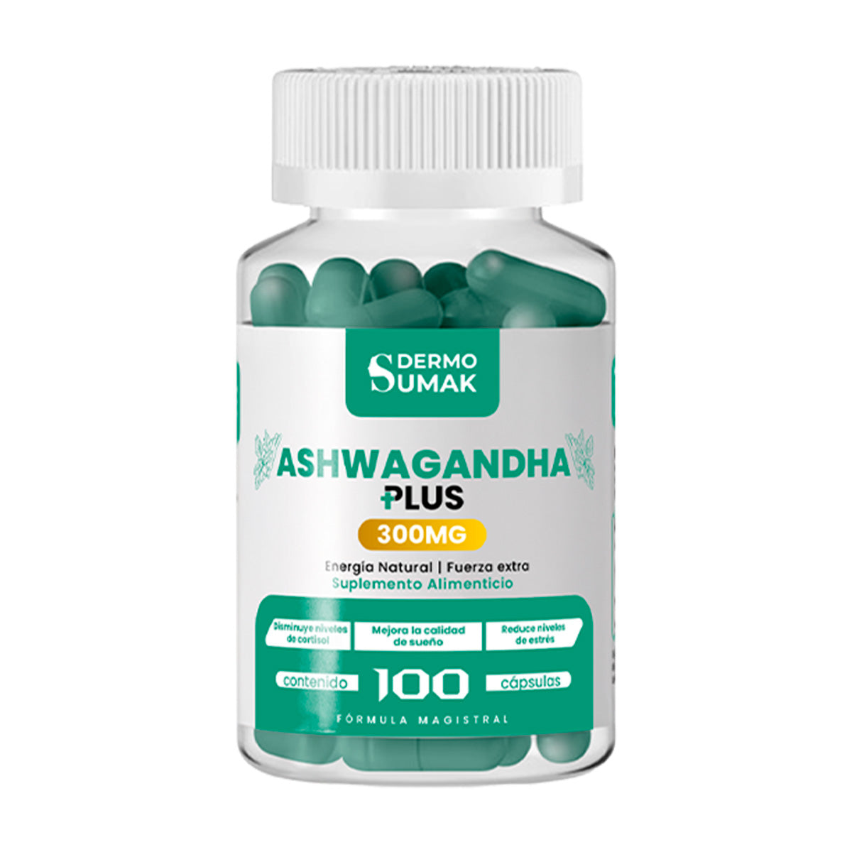 DERMO SUMAK – SUPLEMENTO PARA ESTRÉS, ENERGÍA Y BIENESTAR MENTAL – ASHWAGANDHA PLUS+ – 100 CÁPSULAS