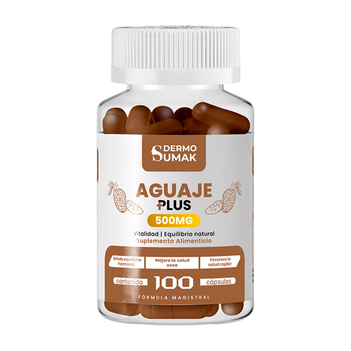 DERMO SUMAK – SUPLEMENTO PARA PIEL SALUDABLE Y BIENESTAR FEMENINO – AGUAJE PLUS+ – 100 CÁPSULAS