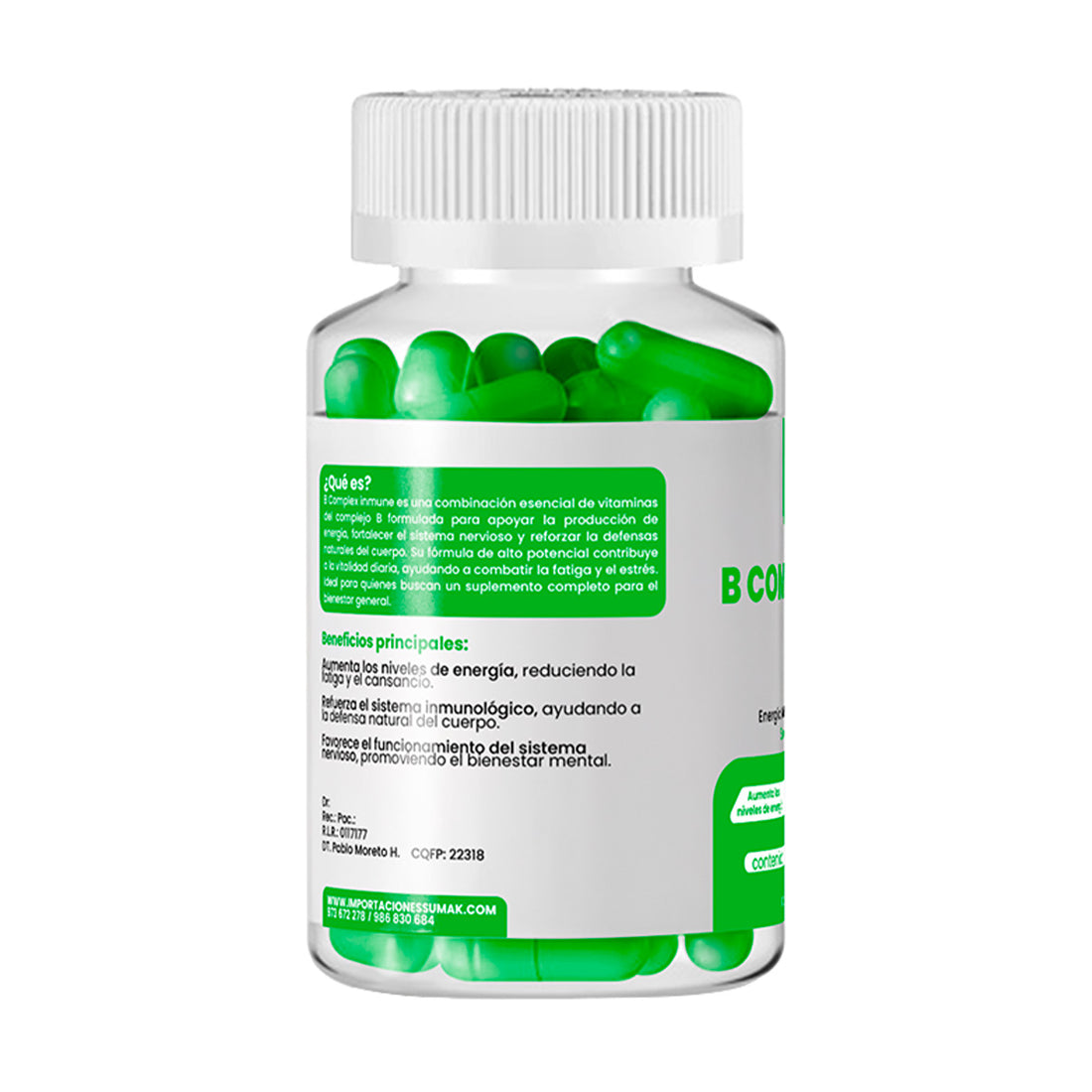 DERMO SUMAK – SUPLEMENTO PARA ENERGÍA Y SISTEMA INMUNE – COMPLEJO B INMUNE – 100 CÁPSULAS
