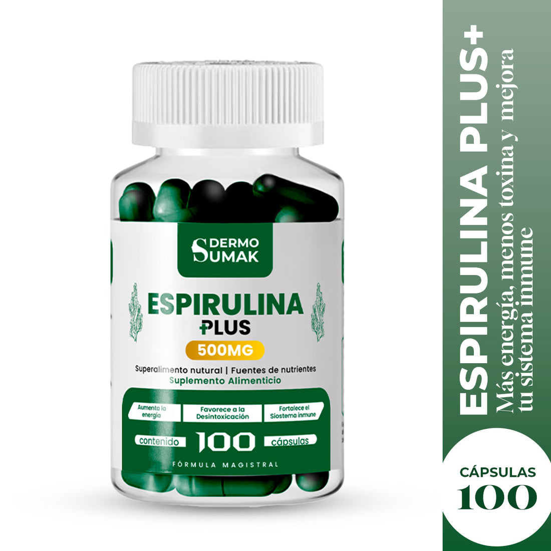 Espirulina Plus+ 500mg Dermo Sumak