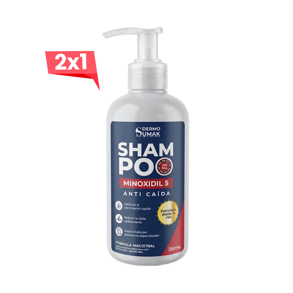 2X1 DERMO SUMAK – crecimiento capilar – SHAMPOO MINOXIDIL 5% 250ML