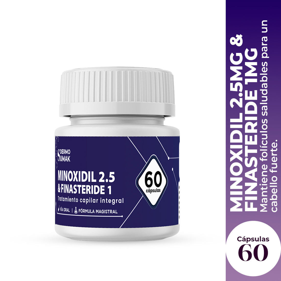 Finasteride 1 mg &amp; Minoxidil 2.5 mg x 60 Cápsulas- Dermo Sumak