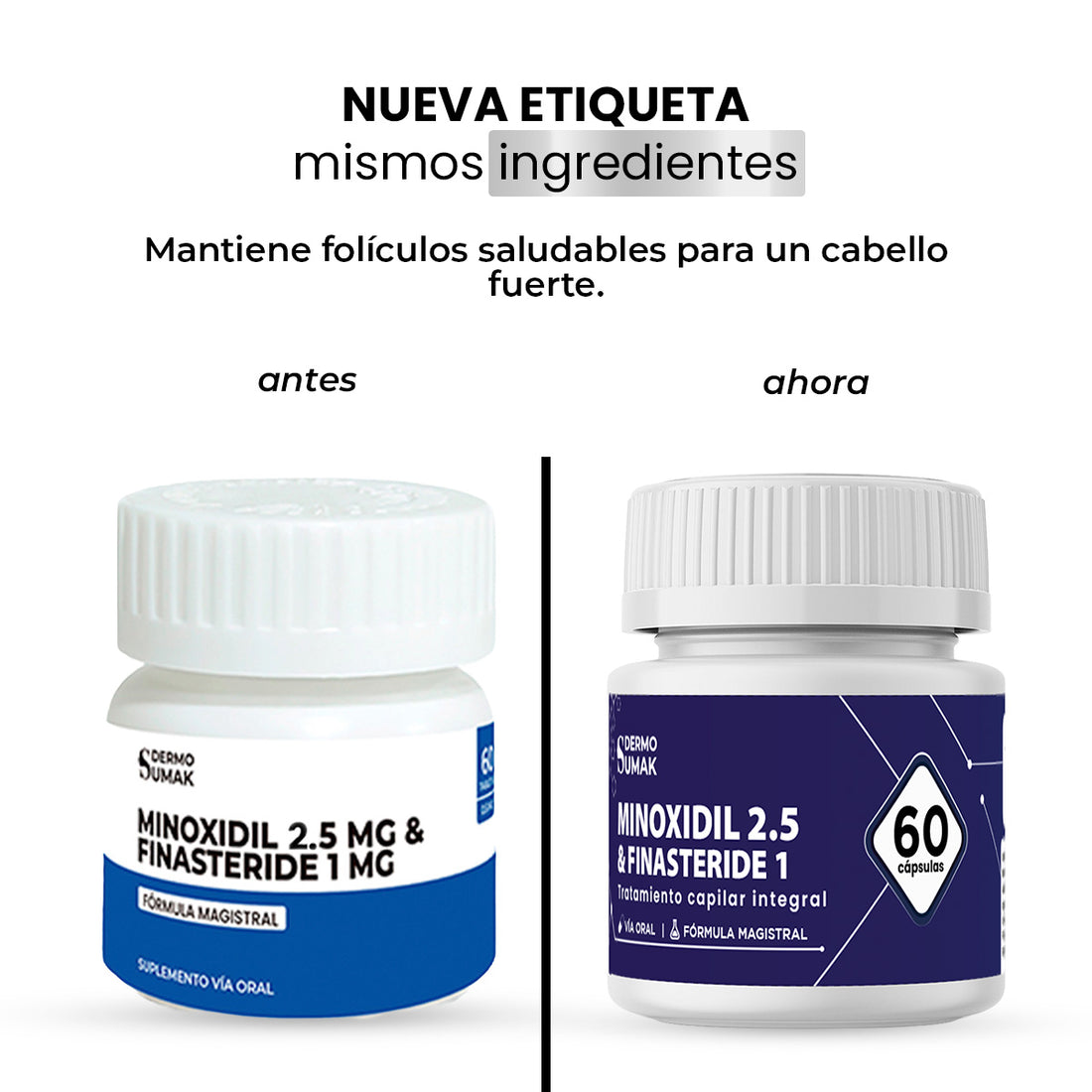 Finasteride 1 mg &amp; Minoxidil 2.5 mg x 60 Cápsulas- Dermo Sumak