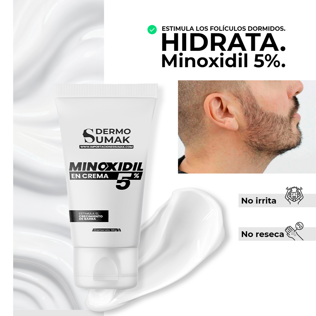Dermo Sumak Minoxidil en Crema 5% 60g – Crecimiento de Barba