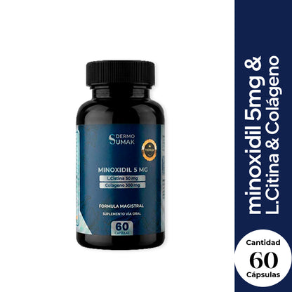 PREMIUN - MINOXIDIL 5MG &amp; L.CITINA &amp; COLAGENO 60 CAPSULAS DERMO SUMAK