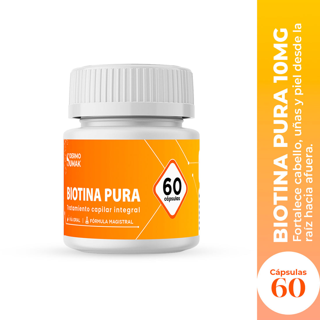Biotina pura 10 mg x 60 Cápsulas - Dermo Sumak
