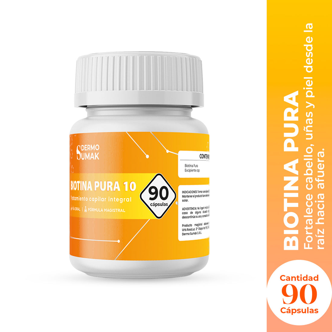 DERMO SUMAK – BIOTINA PURA 10MG 90 CÁPSULAS