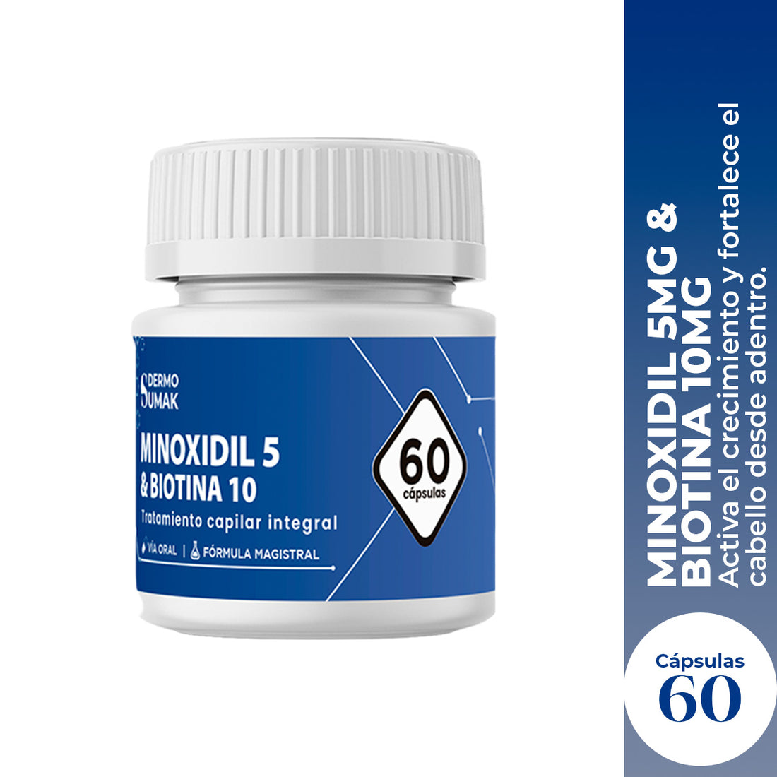 Minoxidil 5mg &amp; Biotina 10mg  x 60 Cápsulas - Dermo Sumak