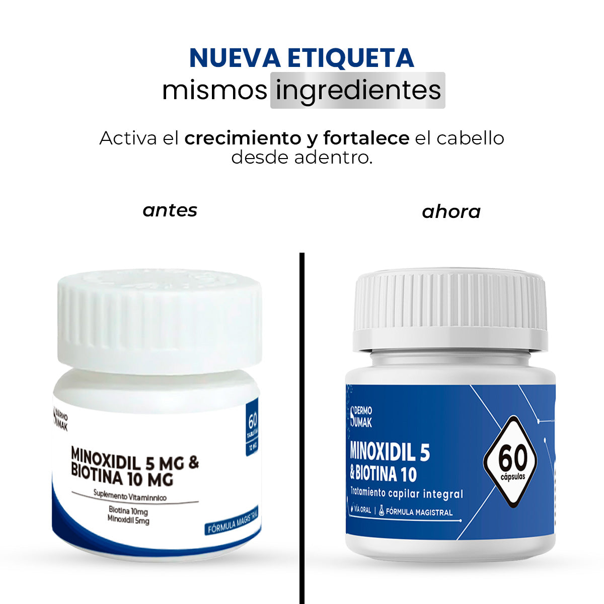 Minoxidil 5mg &amp; Biotina 10mg  x 60 Cápsulas - Dermo Sumak