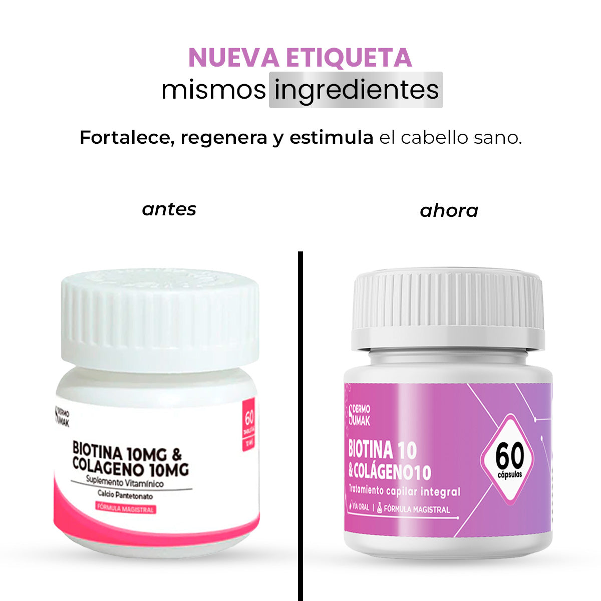 Biotina 10 mg &amp;  Colágeno 10 mg x 60 Cápsulas - Dermo Sumak