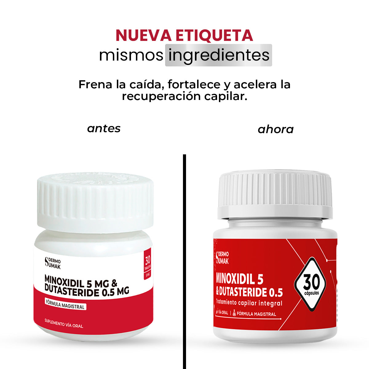 Minoxidil 5 mg &amp; Dutasteride 0.5 mg x 30 Cápsulas - Dermo Sumak