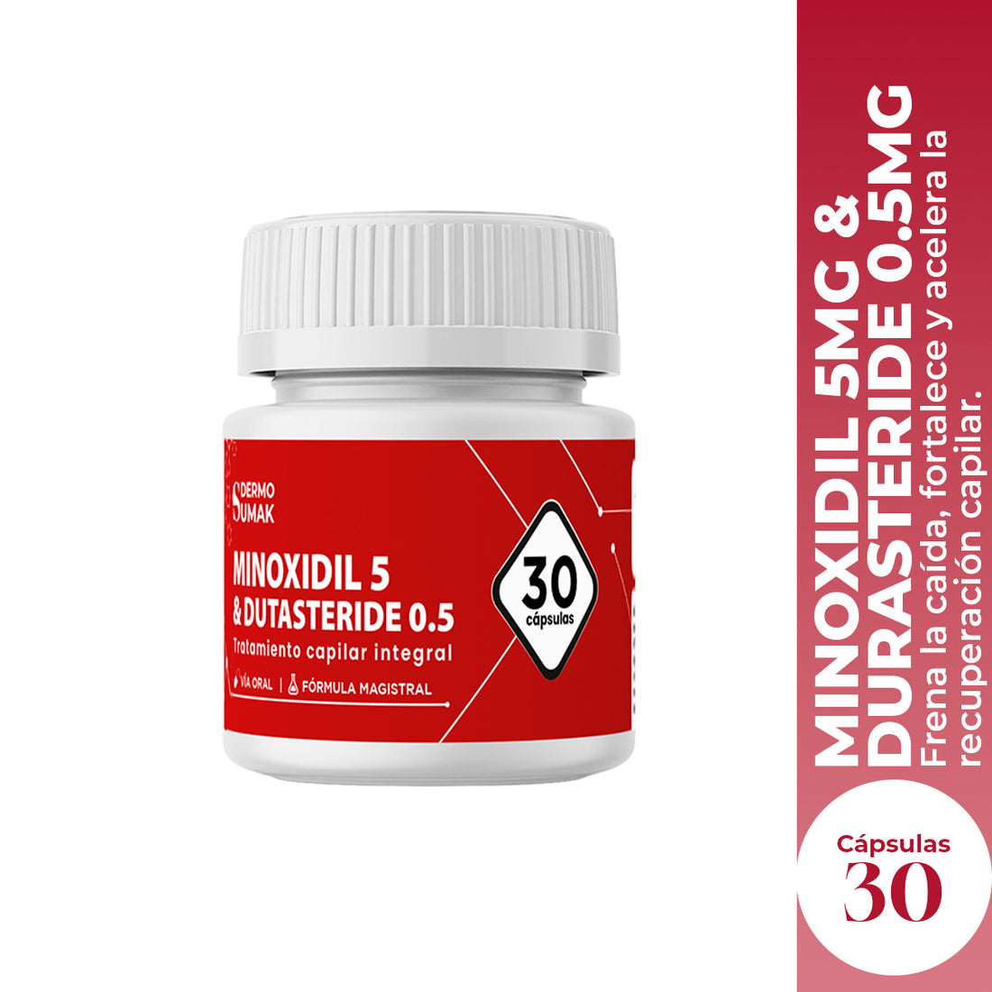 Minoxidil 5 mg &amp; Dutasteride 0.5 mg x 30 Cápsulas - Dermo Sumak