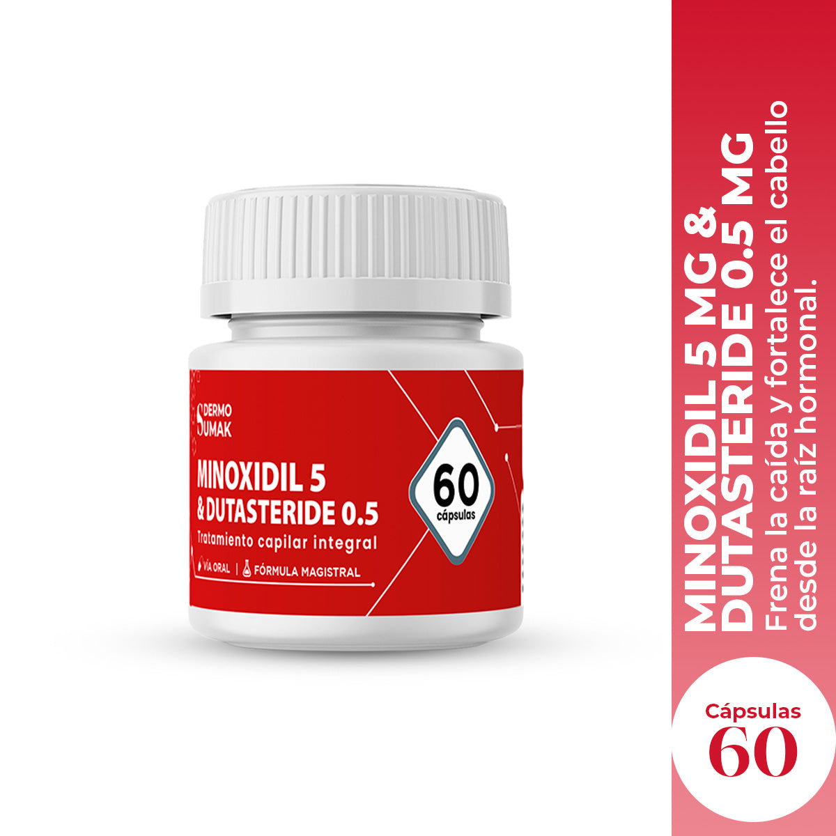 Minoxidil 5 mg &amp; Dutasteride 0.5 mg x 60 Cápsulas - Dermo Sumak