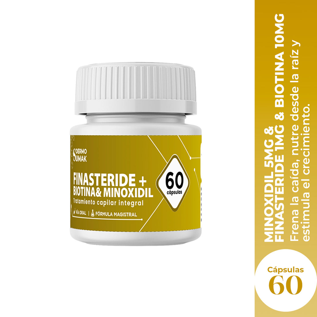 Finasteride 1 mg &amp; Minoxidil 5 mg &amp; Biotina 10 mg x 60 Cápsulas- Dermo Sumak