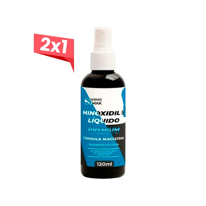 2X1 LOCION MINOXIDIL PREMIUN 5%  LIQUIDO 120ML - DERMO SUMAK