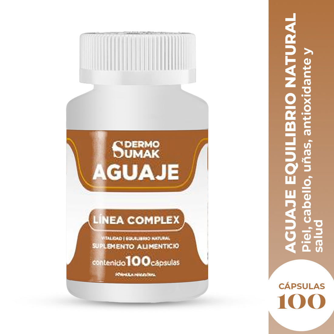 DERMO SUMAK – SUPLEMENTO NATURAL PARA EL BIENESTAR FEMENINO – AGUAJE EQUILIBRIO NATURAL – 100 CÁPSULAS