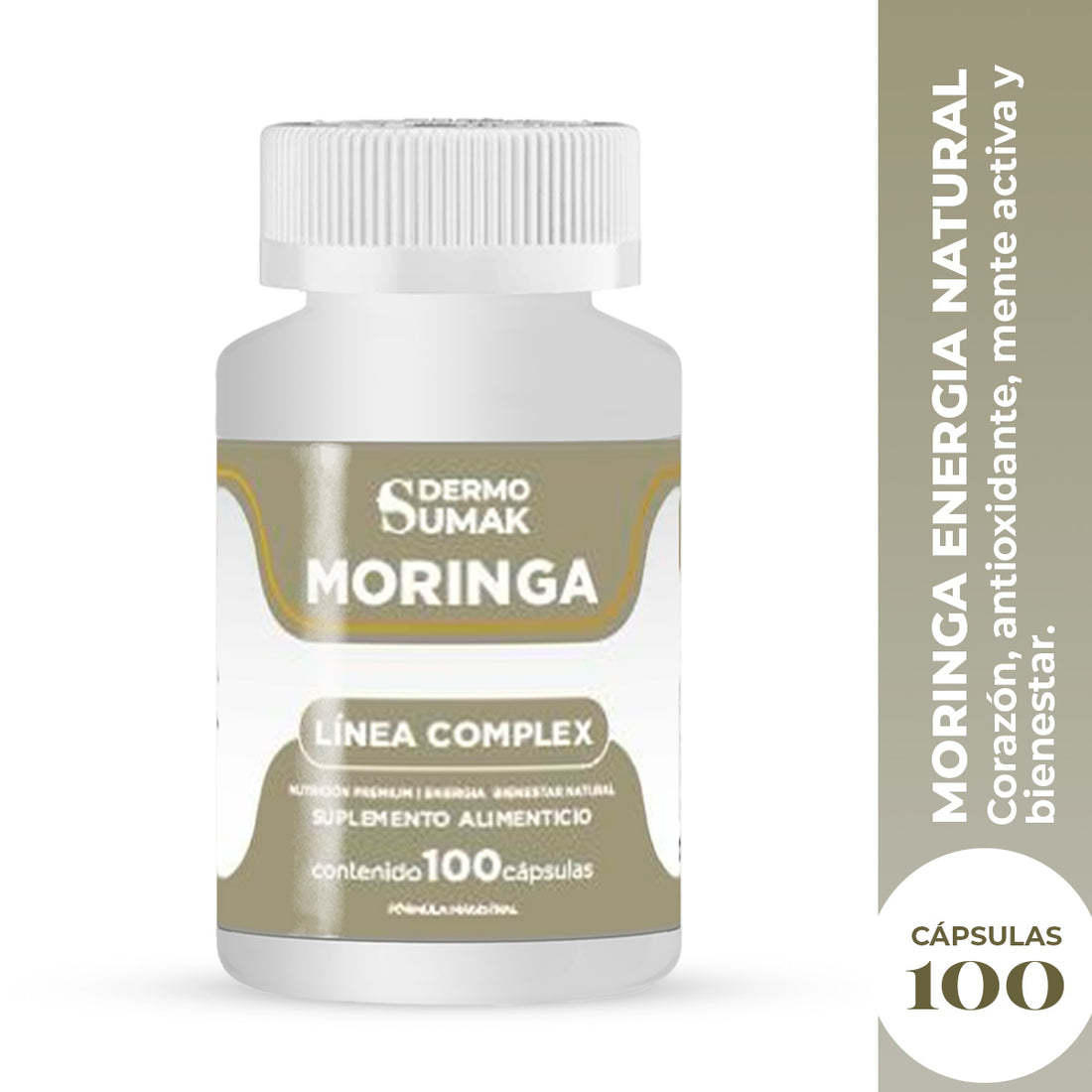 DERMO SUMAK – SUPLEMENTO ENERGIZANTE NATURAL – MORINGA ENERGÍA NATURAL 100 CÁPSULAS