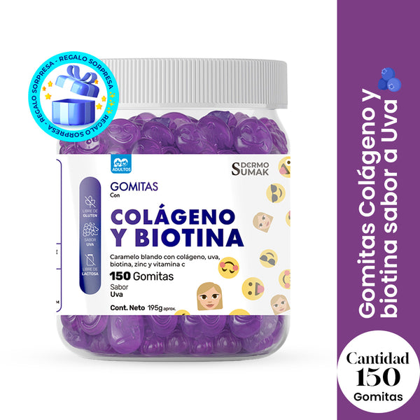 GOMITAS COLÁGENO Y BIOTINA - ADULTO 150 GOMITAS - DERMO SUMAK