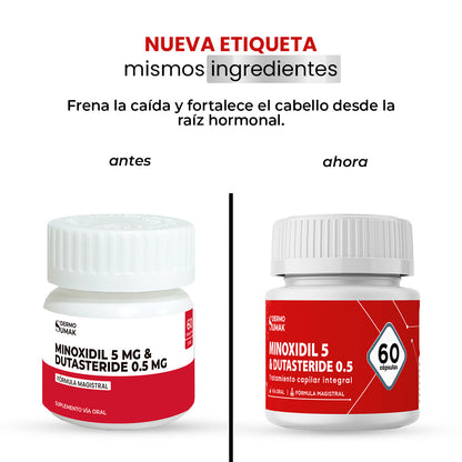 Minoxidil 5 mg &amp; Dutasteride 0.5 mg x 60 Cápsulas - Dermo Sumak
