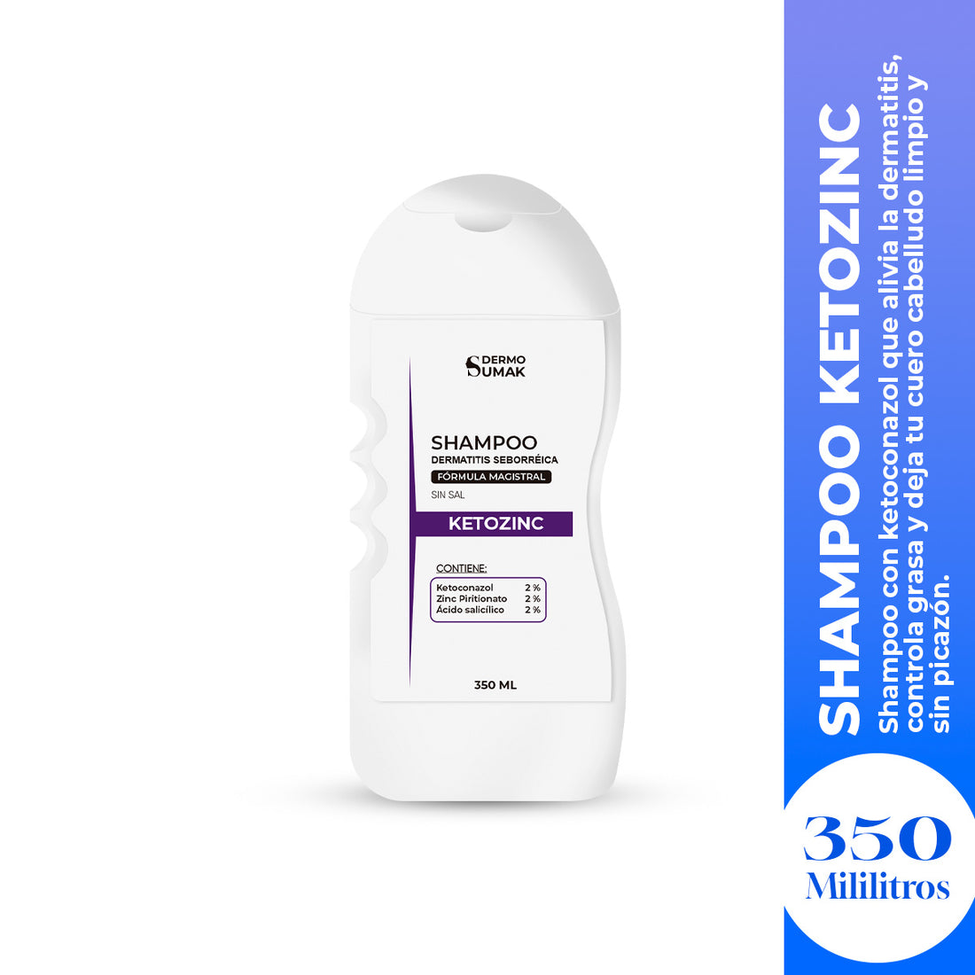 DERMO SUMAK&amp;nbsp; SHAMPOO ANTICASPA Y SABORREA - SHAMPOO SIN SAL KETOZINC 350ML