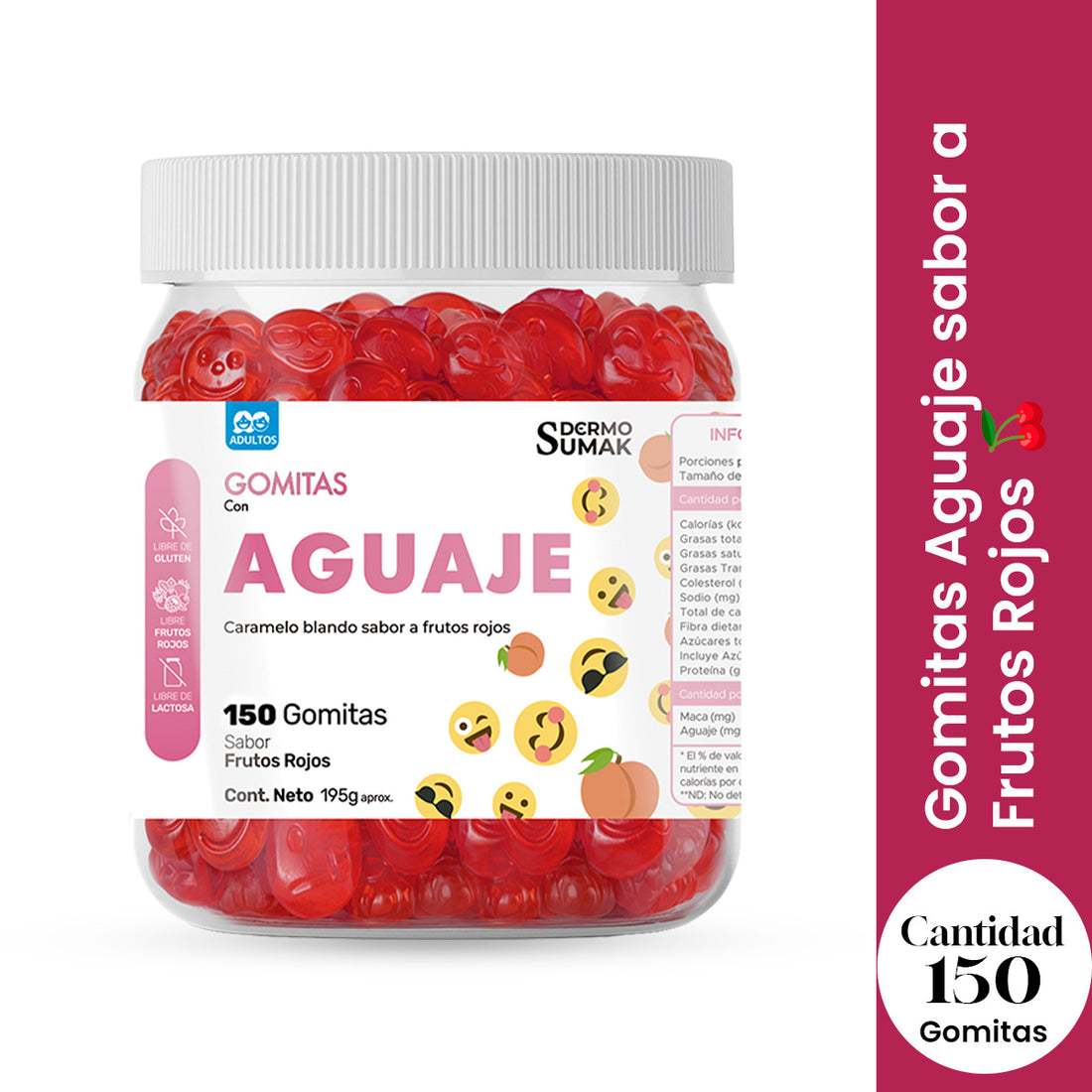 GOMITAS AGUAJE - ADULTO 150 GOMITAS - DERMO SUMAK