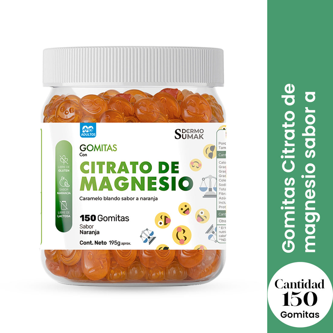 GOMITAS CITRATO DE MAGNESIO - ADULTO 150 GOMITAS - DERMO SUMAK