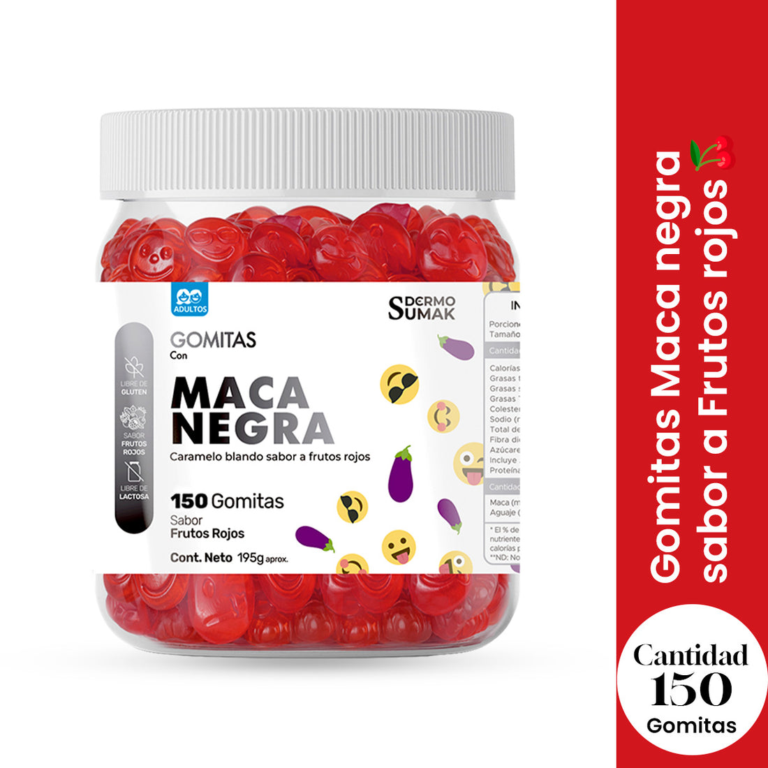 GOMITAS MACA NEGRA - ADULTO 150 GOMITAS - DERMO SUMAK