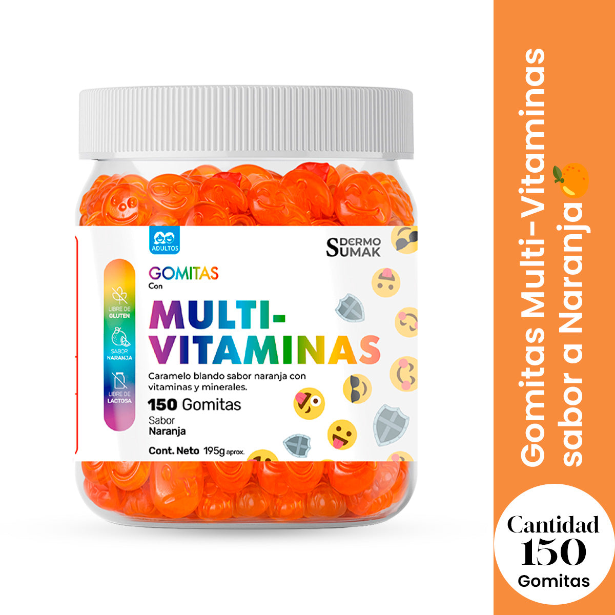 GOMITAS MULTI-VITAMINAS - ADULTO 150 GOMITAS - DERMO SUMAK