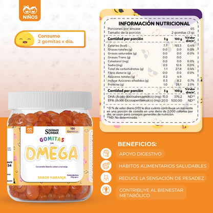 GOMITAS OMEGA - NIÑOS 150 GOMITAS - DERMO SUMAK
