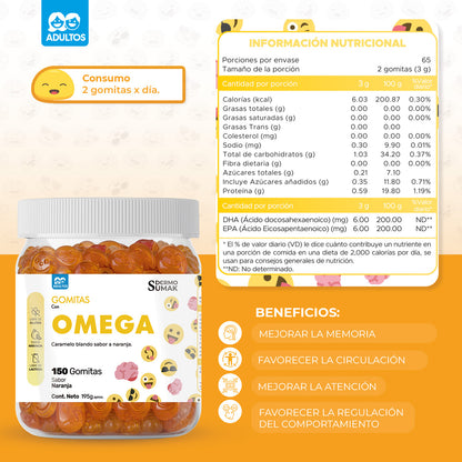 GOMITAS OMEGA - ADULTO 150 GOMITAS - DERMO SUMAK