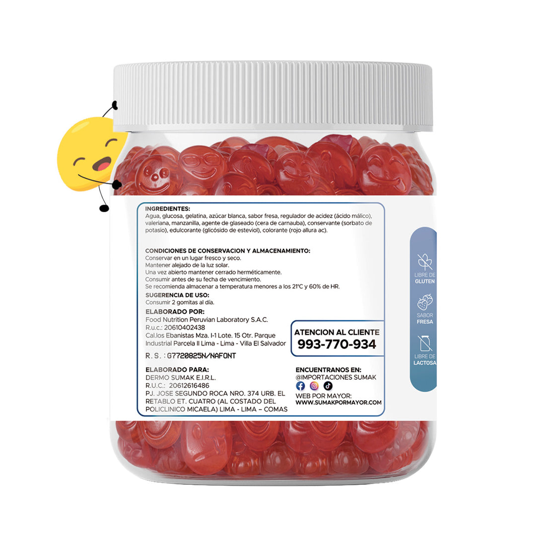 GOMITAS VALERIANA Y MANZANILLA - ADULTO 150 GOMITAS - DERMO SUMAK