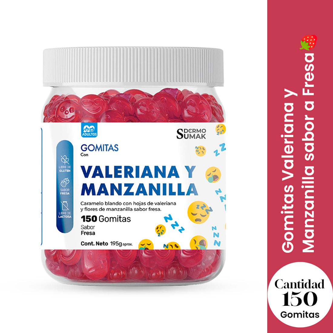 GOMITAS VALERIANA Y MANZANILLA - ADULTO 150 GOMITAS - DERMO SUMAK