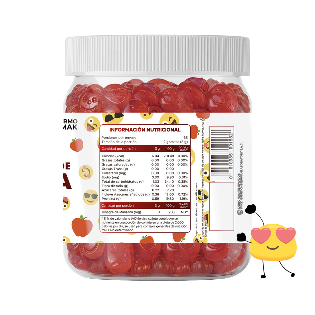 GOMITAS VINAGRE DE MANZANA - ADULTO 150 GOMITAS - DERMO SUMAK