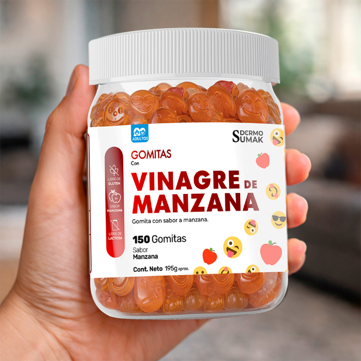 GOMITAS VINAGRE DE MANZANA - ADULTO 150 GOMITAS - DERMO SUMAK