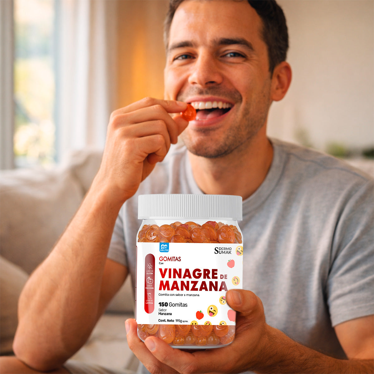 GOMITAS VINAGRE DE MANZANA - ADULTO 150 GOMITAS - DERMO SUMAK