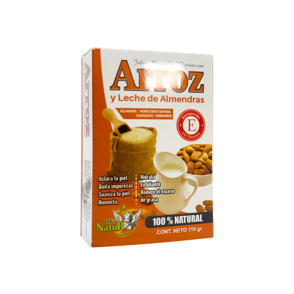 Jabón Artesanal de Glicerina con Arroz &amp; Leche de Almendras 110gr