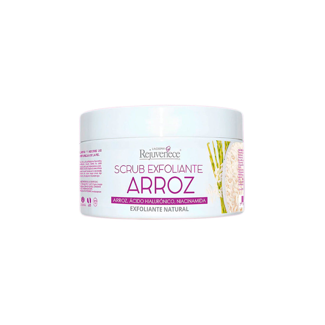 SCRUB EXFOLIANTE CON ARROZ + HIALURÓNICO Y NIACINAMIDA X 240G - LA COOPER